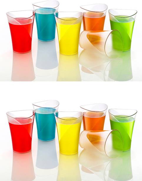 Sentricus (Pack of 12) Plastic Water Juice Drinking Glasses Set Of 12(Clear,Plastic) Glass Set Water/Juice Glass