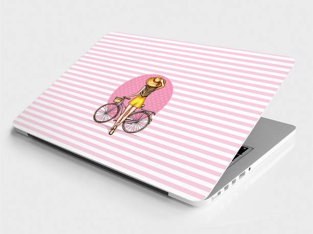 DWELLSINDIA Pink Girl Skin for Laptops Upto 15.6 Inch (HD Quality) Vinyl Reusable Laptop Skin Compatible for 15.6 inch