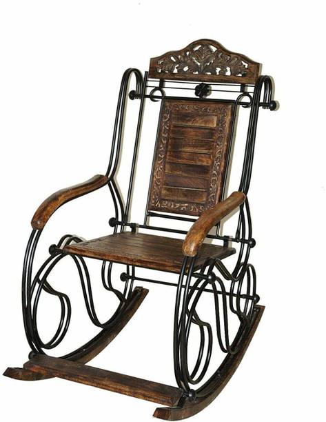 India wood mart Wooden and Iron Rocking Chair Arm Rest Chair Engineered Wood 1 Seater Rocking Chairs