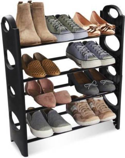 TNT Next Trend Multipurpose Foldable Cabinet Organiser 4 Shelves Metal, Plastic Shoe Rack
