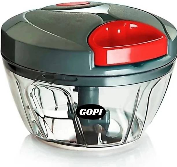 gopi by GopiStore 3 Stainless Steel Blade System 450 ML Charcoal Grey Color Mini Chopper for Kitchen Dori Chopper Quick Handy Manual Vegetable and Fruit Chopper L Fruit Nut Onion Chopper, Hand Meat Grinder Mixer Food Processor Shredder Salad Maker Vegetable Tools Cutter for Kitchen Vegetable & Fruit Chopper
