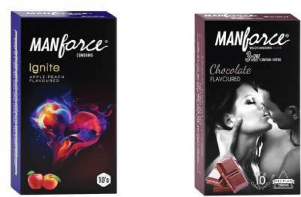 MANKIND MANFORCE CONDOM [ CHOCOLATE+IGNIGHT APPLE ] (Set of 2, 20 Sheets) Condom