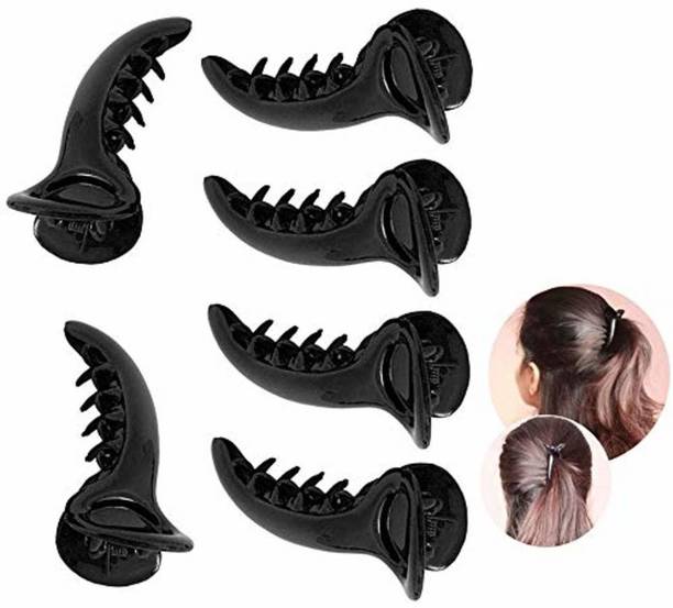 mushti Black Banana Hair Clip/Claw Clip Clutcher For Women And Girls - Pack of 6 Banana Clip