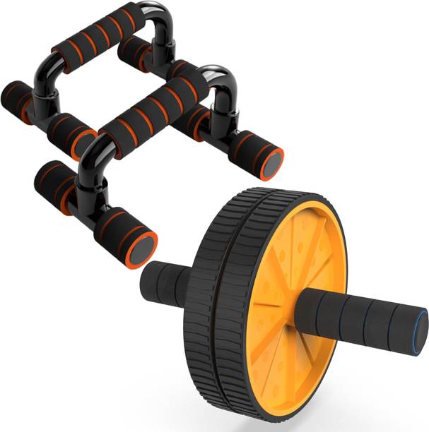 PRO365 Double Wheel Ab Roller For Exercise and Push Up Bar Foam Grip Handle for Chest एब व्यायाम करने वाला