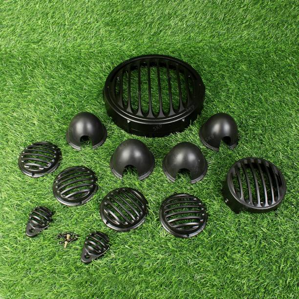 SK9 ROYAL ENFIELD CLASSIC REBORN,METEOR BLACK GRILL COMPLETE SET MADE IN INDIA Bike Headlight Grill