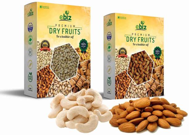 eBiz Premium Dry Fruit Combo (Cashews Nut (250g) & Almonds (250g) Kaju/Badam (2x250g) Cashews, Almonds
