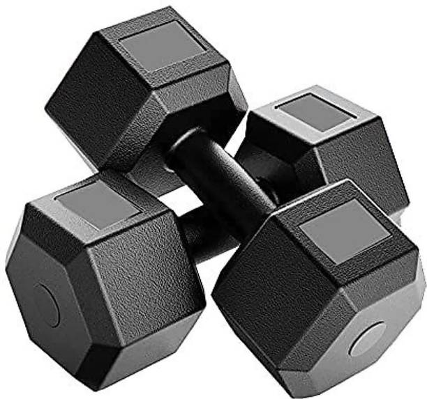 Sahib Traders Black PVC Dumbbell Set, 1 Pair Dumbbells, Hex Dumbbells, Home Gym 5KGS X 2PCS Fixed Weight Dumbbell