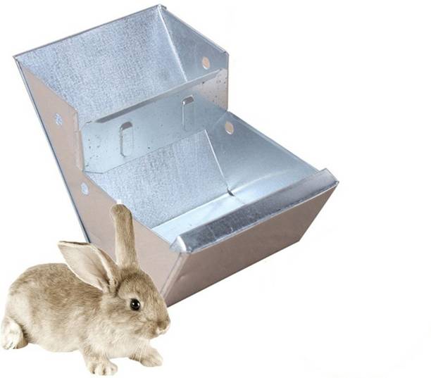 Cj farms and agritech Rabbit Feeder Box Pack of 2 Box Aluminium Pet Bowl