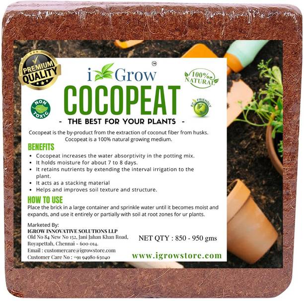 iGrow Cocopeat Block 850-950gms Husk