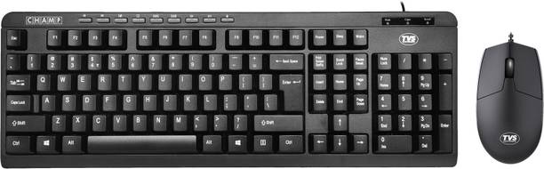 Tvs Electronics Champ - Executive Multimedia Combo Wired USB Standard Multi-device Keyboard Compatible with Desktop, Laptop, Mac