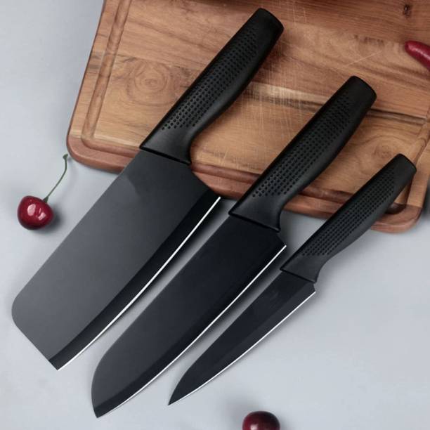 Theodore 3 Pc Stainless Steel Knife Set High Carbon SS Ultra Sharp Butcher, Meat, Pairing, Vegetable Knife for Kitchen