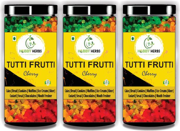 Hobby Herbs Multicolor Tutti Frutti 600gm ( 3 x 200gm ) | Fresh Cherries | cake Decoration | Papaya, Cherries