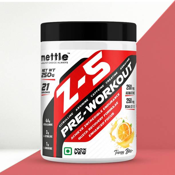 METTLE Z5 Preworkout | 4.4g Beta Alanine | 3g Citrulline | 1g Arginine | 250mg Agmatine BCAA