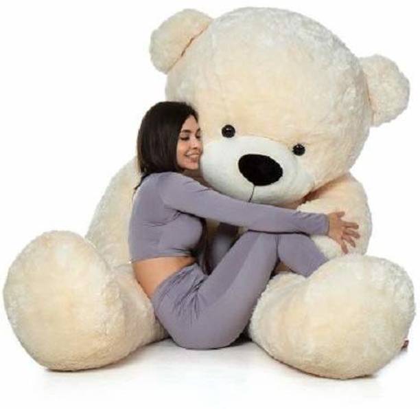 NP Toys 4 feet cream teddy bear for girl best & cute beare (120cm) cream - 120 cm