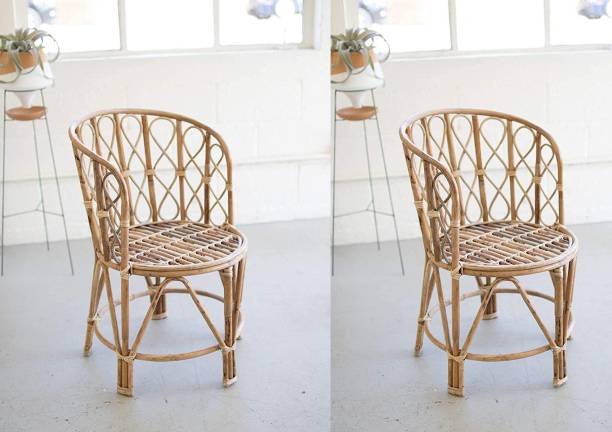 RAINBOW Antique Bamboo cane chair (Natural, Antique) with cushion Cane Dining Chair