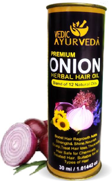 VEDICAYURVEDA VedicAyurvedas Bio-Organic and Natural Hair Oil/ Controls Hair fall/ Onion Herbal Oil for Hair Regrowth/ Nourishes the scalp/ Adds strength & shine to hair Hair Oil