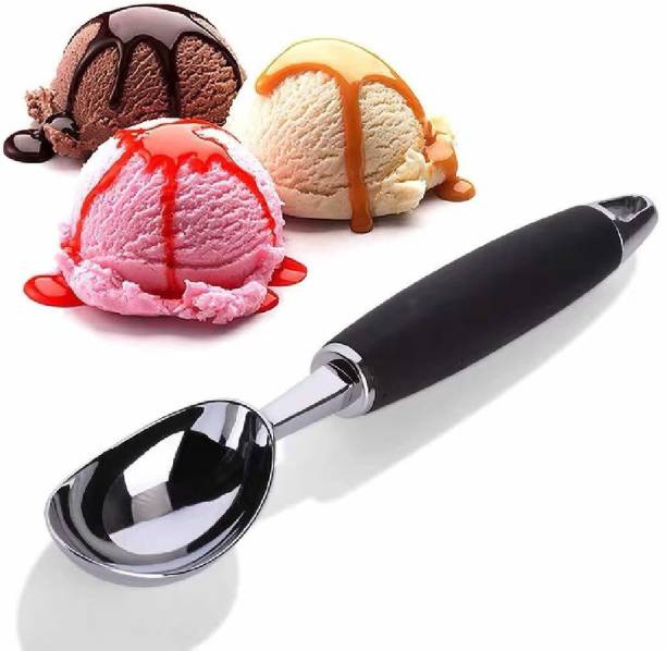 TOMATUS Ice Cream Scoop, Non-Slip Rubber Handle Grip Heavy, Dishwasher Safe Kitchen Scoop