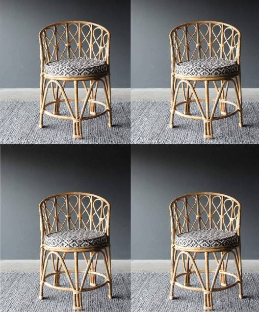 RAINBOW Living with Nature Cane Rattan Chair for Home Living Room, Balcony with Cushion Cane Dining Chair
