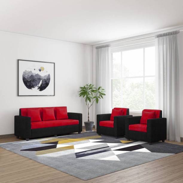 INDIAN FRIT Fabric 3 + 1 + 1 RED Sofa Set
