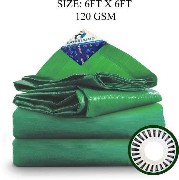TUFFPAULIN 6FT X 6FT 120 GSM Green Tarpaulin Tent - For Truck body, Car, Bike, Grain Covers, Pond Liners