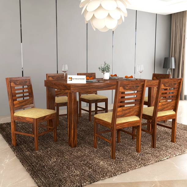Kendalwood Furniture Premium Dining Room Furniture Wooden Dining Table with 6 Chairs Solid Wood 6 Seater Dining Set