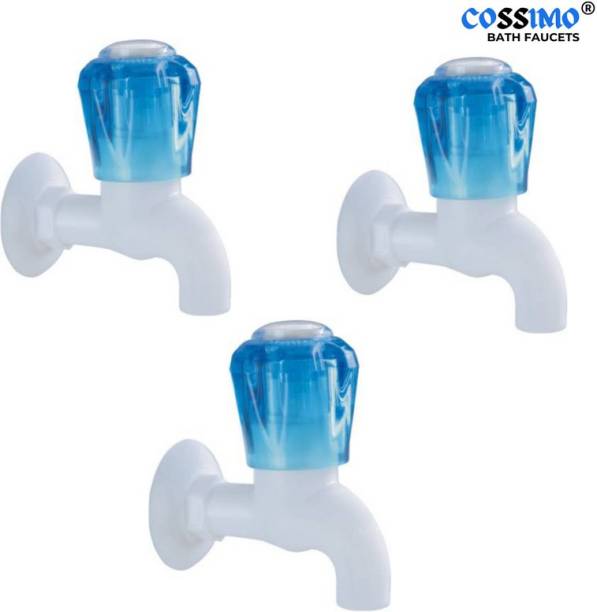 BATHONIX White PVC Bib Cock for Kitchen/Bathroom/Wash Basins(Hot/Cold Water)_Pack of 3 Bib Tap Faucet