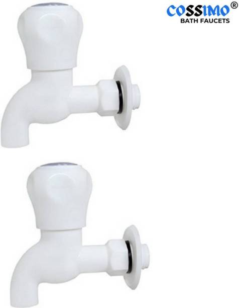 BATHONIX `White PVC Bib Cock for Kitchen/Bathroom/Wash Basins(Hot/Cold Water)Pack of 2 Bib Tap Faucet