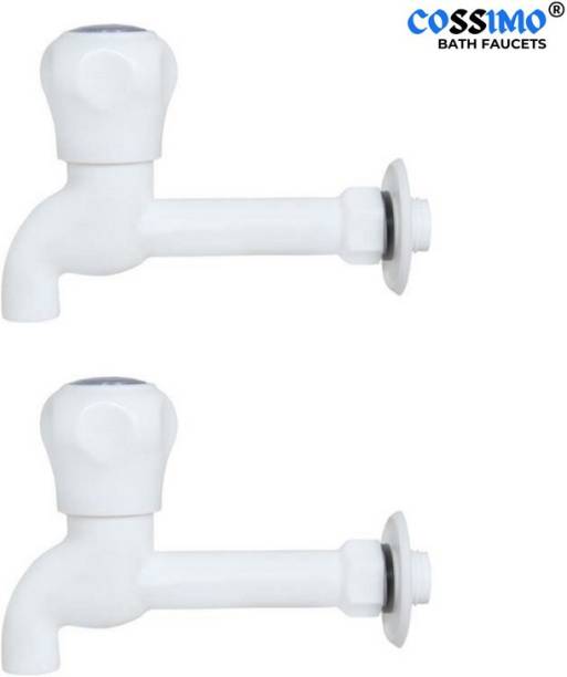 BATHONIX White PVC Bib Cock for Kitchen/Bathroom/Wash Basins(Hot/Cold Water)Pack of 2` Bib Tap Faucet