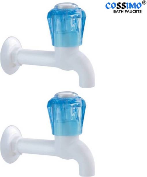 BATHONIX White PVC Bib Cock for Kitchen/Bathroom/Wash Basins(Hot/Cold Water)`Pack of 2 Bib Tap Faucet