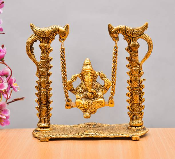 NIRMAL HANDI CRAFT Metal Handicraft Hindu God Ganesh Ji Bhagwan Idol Swing Jhula Decorative Showpiece  -  16 cm