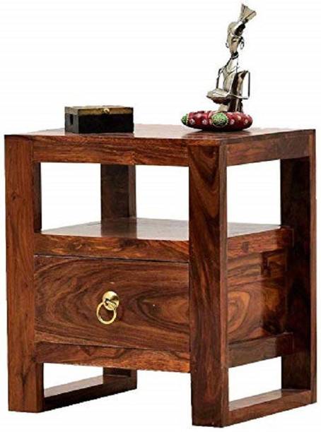 VARSHA FURNITURE Solid Sheesham Wood Side Table For Bed Room / Living Room| With Drawer Storage Solid Wood Bedside Table