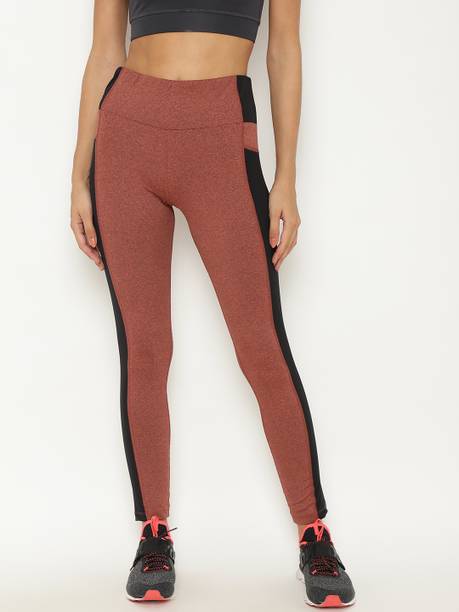 CHKOKKO Solid Women Orange Tights