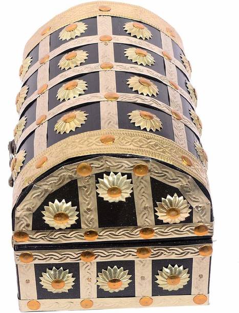 Smarts collection Wood Brown Sheesham and Pure Brass Handmade Wooden Metal Jewellery Box jewellery Vanity Box