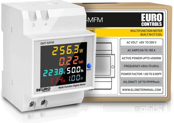 EURO EMT-MFM 6 in 1 AC 40-300V 100A Amp,Frequency,Power Factor,KwH,Watt & Voltmeter