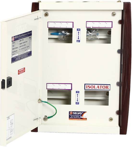 Selvo 4 WAY Three Phase Neutral (TPN) with Door Earthing Double Door Distribution Board