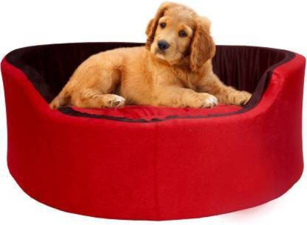 Amit Brothers RED ROUND VELVET PET BEDS SMALL SIZE S Pet Bed