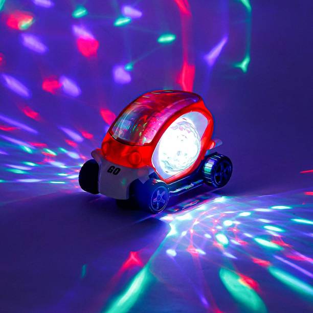 Kiddie Castle 360 Degree Rotating Stunt Car Bump and Go Toy with 4D Lights & Sounds Music