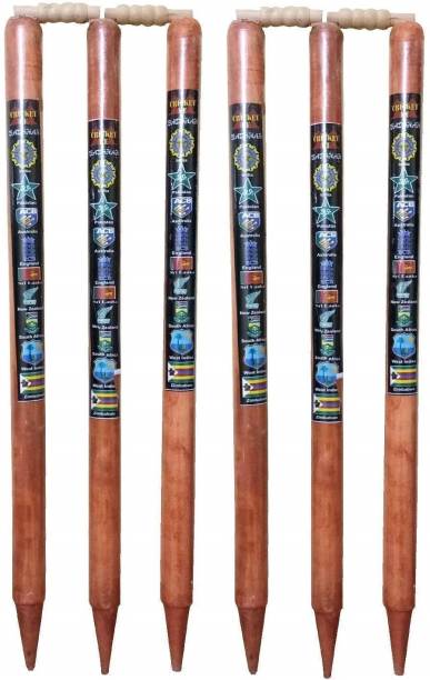 PRSSPORTS WOODEN STUMPS PREMIUM QUALITY NATURAL WOOD ( PACK OF 6 STUMPS WITH 4 BAILs)