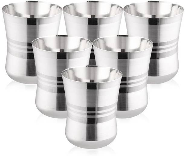 LEROYAL (Pack of 6) stainless steel Premium Water Glass Set Water/Juice Glass
