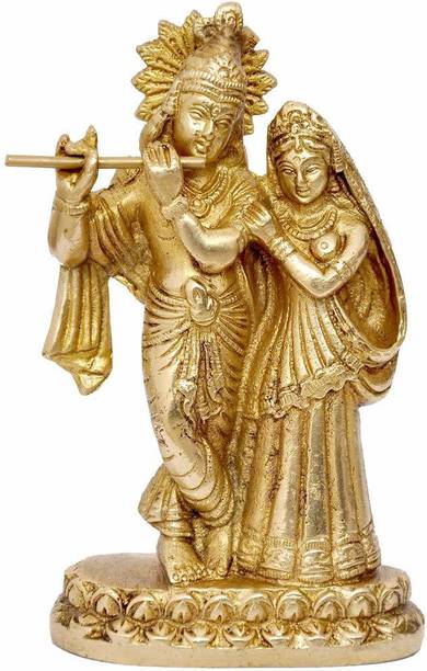 Idolsplace Brass Statue Radha Krishna Idol for Puja Mandir & Home Decoration 300gms डेकोरेटिव शोपीस  -  7 cm