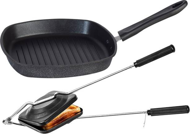 Flipkart SmartBuy Multi Snack Maker Grill Pan Regular Bread Gas Stove Sandwich Maker Non-Stick Coated Cookware Set