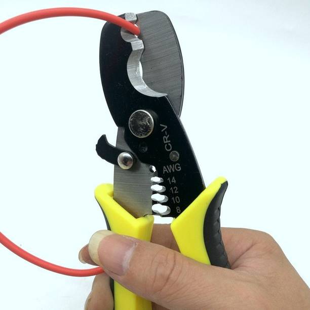 uptodateprouducts 2 in1 8" Wire Stripper Cable Cutting Scissor Stripping Pliers Cutter 1.6-4.0mm Manual Crimper