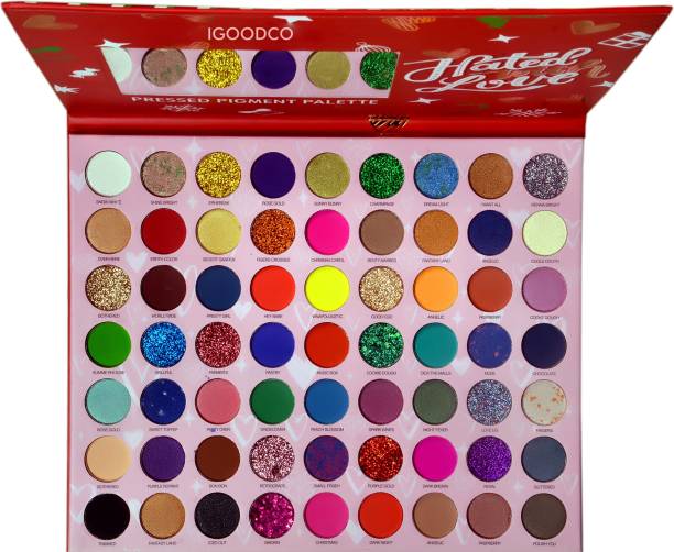 IGOODCO Angel-Rose Pressed Pigment 63 Colors Palette Eyeshadow ( Glitter,Shimmer,Matte) 69.5 g