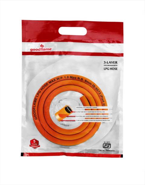 goodflame HOSE PIPE 1.5MM Hose Pipe 1.5 MTR. With reinforced rubber(Rubber hose pipe,Orange) Hose Pipe