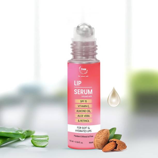 TNW - The Natural Wash Lip Serum Infused With SPF 15 Vitamin E Almond Oil Aloe Vera & Retinol For Soft & Hydrated Lips Paraban & Mineral oil Free strawberry