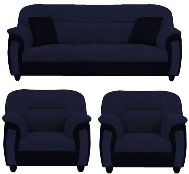 Torque Ruben 5 Seater Fabric Sofa for Living Room (3+1+1, Blue) | Furniture for Home Fabric 3 + 1 + 1 Blue Sofa Set