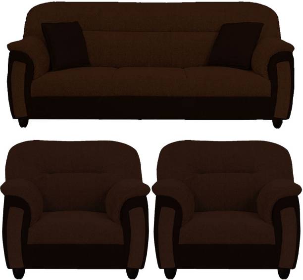 Torque Ruben 5 Seater Sofa Set (3+1+1 Seater, Brown) Fabric 3 + 1 + 1 Brown Sofa Set