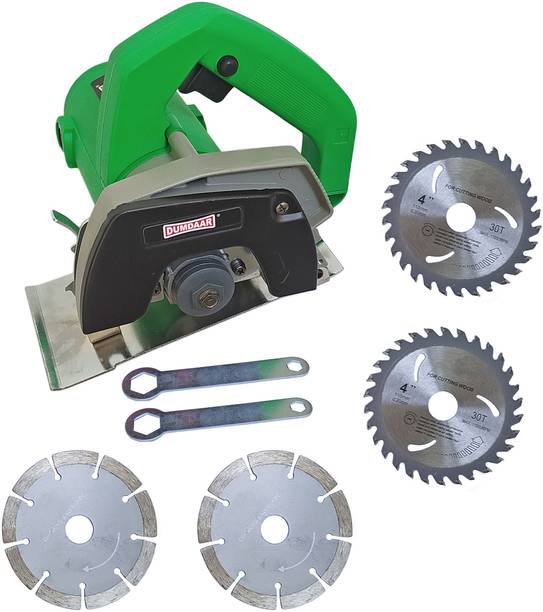 DUMDAAR 1400W 110mm Marble Tile cutting Machine with 2pc Mable and 2pc Wood Wheel Handheld Tile Cutter