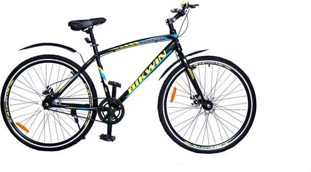 Bosky Cycle for Men, Steel frame with Dual disc (Single Speed, Black, Yellow) 26 T (inch) Hybrid Cycle/City Bike