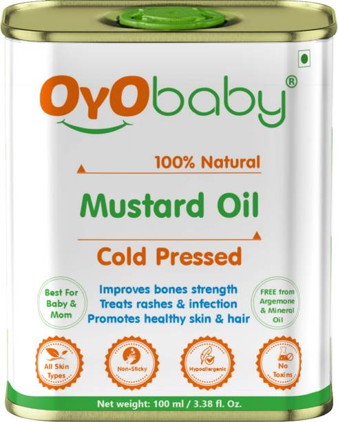 Oyo Baby Kachi Ghani Mustard Oil For Hair And Skin, Cold Pressed, Nourishes Hair And Skin Hair Oil
